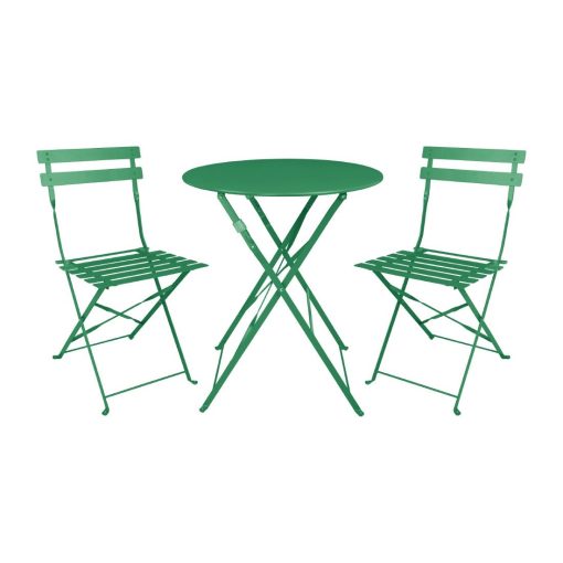 Bolero Perth Forest Green Pavement Style Steel Folding Chairs 2 Pack (HZ364)