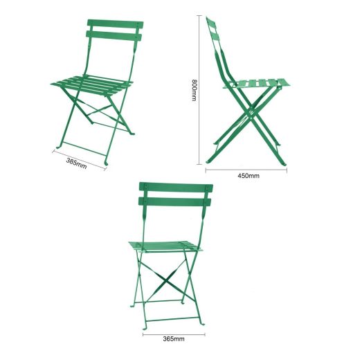 Bolero Perth Forest Green Pavement Style Steel Folding Chairs 2 Pack (HZ364)