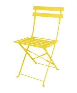 Bolero Perth Mellow Yellow Pavement Style Steel Folding Chairs 2 Pack (HZ365)