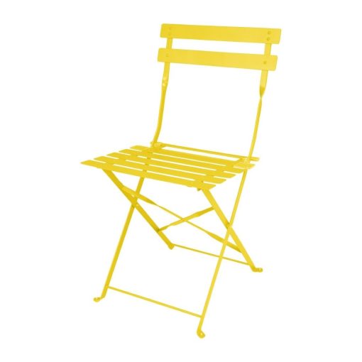 Bolero Perth Mellow Yellow Pavement Style Steel Folding Chairs 2 Pack (HZ365)