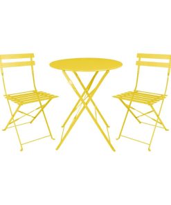 Bolero Perth Mellow Yellow Pavement Style Steel Folding Chairs 2 Pack (HZ365)