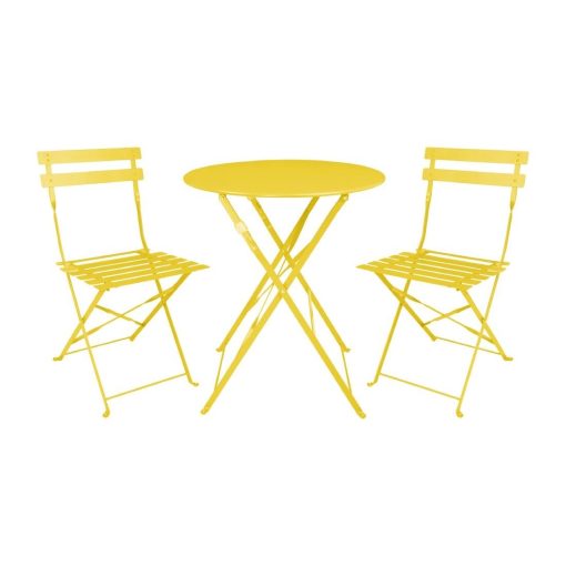 Bolero Perth Mellow Yellow Pavement Style Steel Folding Chairs 2 Pack (HZ365)