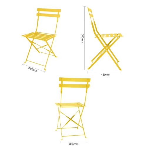 Bolero Perth Mellow Yellow Pavement Style Steel Folding Chairs 2 Pack (HZ365)