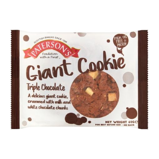 Patersons Giant Triple Choc Cookie 60g 18 Pack (KA646)