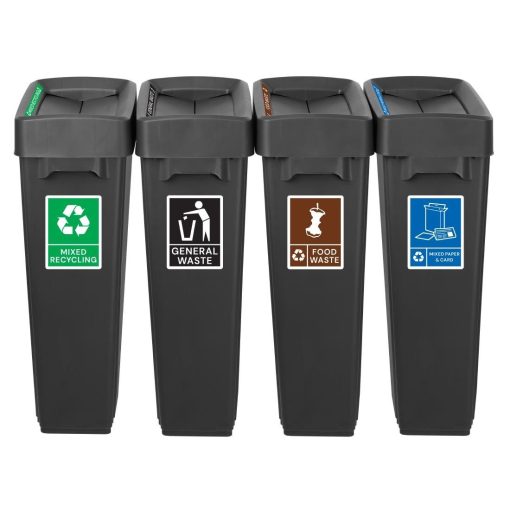 Jantex Simpler Recycling Slim Bin Bundle Black 4x 80Ltr (SA837)