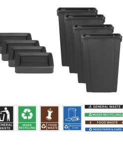 Jantex Simpler Recycling Slim Bin Bundle Black 4x 80Ltr (SA837)