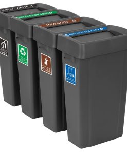 Jantex Simpler Recycling Slim Bin Bundle Black 4x 80Ltr (SA837)