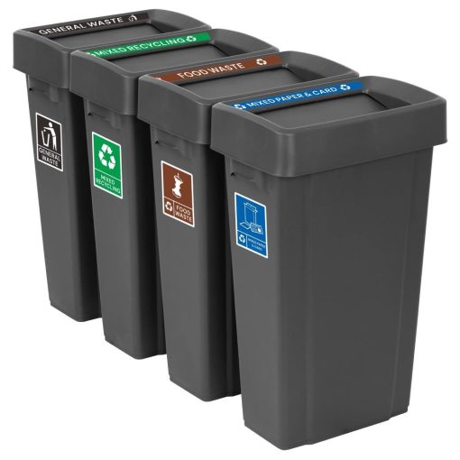 Jantex Simpler Recycling Slim Bin Bundle Black 4x 80Ltr (SA837)