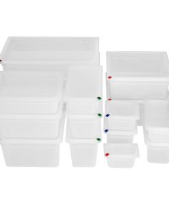 Hygiplas Click PP GN Container 1-3 with Lid and 7 Colour Clips 100mm 3-6Ltr Set 4 (FZ092)