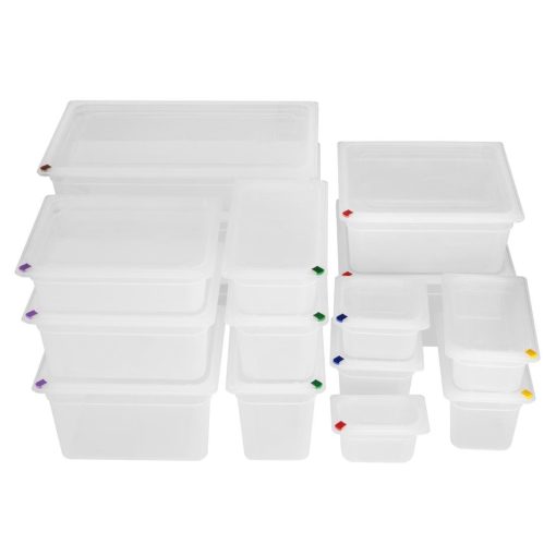 Hygiplas Click PP GN Container 1-3 with Lid and 7 Colour Clips 100mm 3-6Ltr Set 4 (FZ092)