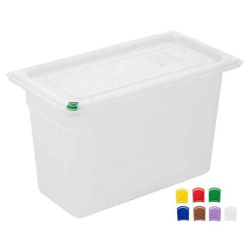 Hygiplas Click PP GN Container 1-3 with Lid and 7 Colour Clips 200mm 6-9Ltr Set 4 (FZ094)