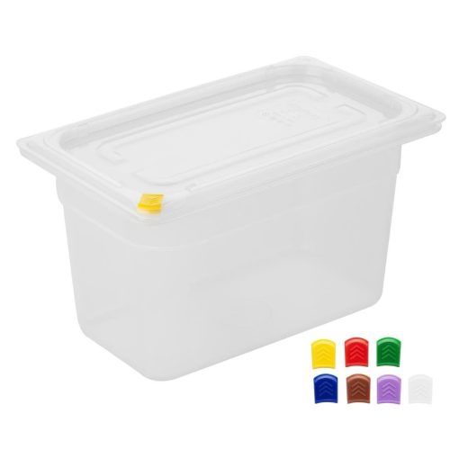 Hygiplas Click PP GN Container 1-4 with Lid and 7 Colour Clips 150mm 3-7Ltr Set 4 (FZ096)