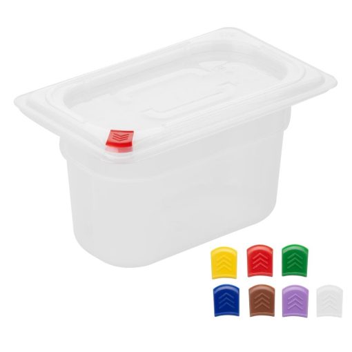 Hygiplas Click PP GN Container 1-9 with Lid and 7 Colour Clips 100mm 0-85Ltr Set 4 (FZ099)