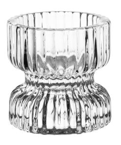 Olympia Ridged Glass Tealight-Candle Holders 52x52mm 6 Pack (HZ331)