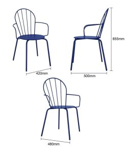 Bolero Adeline Arm Chairs Dark Navy 4 Pack (HZ359)
