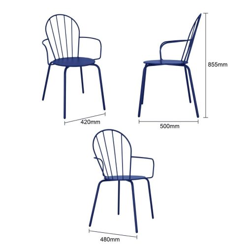 Bolero Adeline Arm Chairs Dark Navy 4 Pack (HZ359)