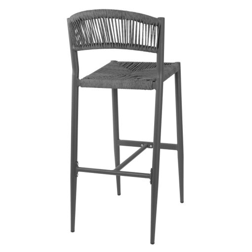 Bolero Eden PE Twist Rattan Outdoor Bar Stool Charcoal 2 Pack (HZ593)
