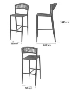 Bolero Eden PE Twist Rattan Outdoor Bar Stool Charcoal 2 Pack (HZ593)