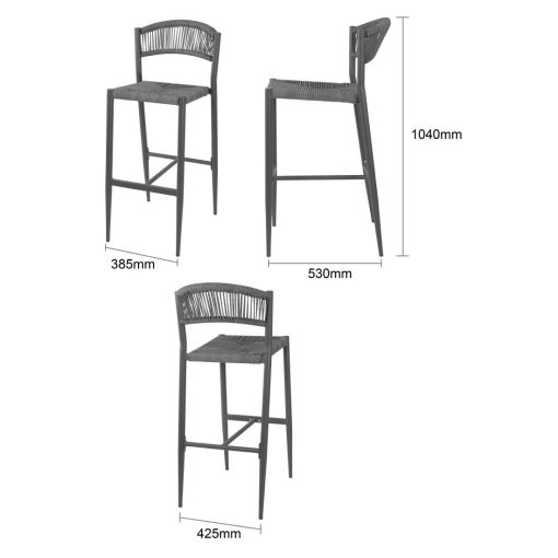 Bolero Eden PE Twist Rattan Outdoor Bar Stool Charcoal 2 Pack (HZ593)
