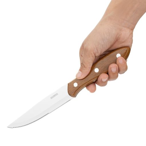 Olympia Jumbo Steak Knives with PP Wood Effect Handles 12 Pack (HZ973)