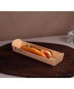 Notpla 10x3 Hotdog Trays - Kraft 320 Pack (JB816)