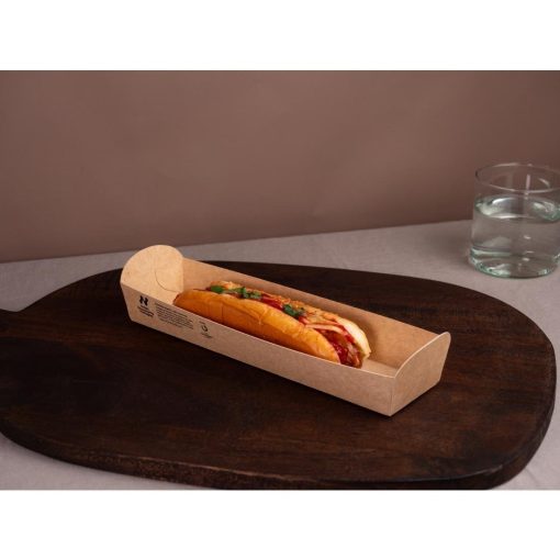 Notpla 10x3 Hotdog Trays - Kraft 320 Pack (JB816)