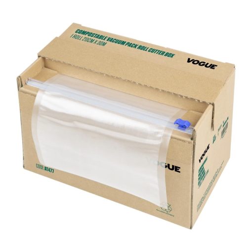 Vogue Compostable Vacuum Pack Roll Cutter Box 20cm x 30m (AT477)