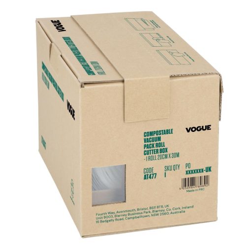 Vogue Compostable Vacuum Pack Roll Cutter Box 20cm x 30m (AT477)