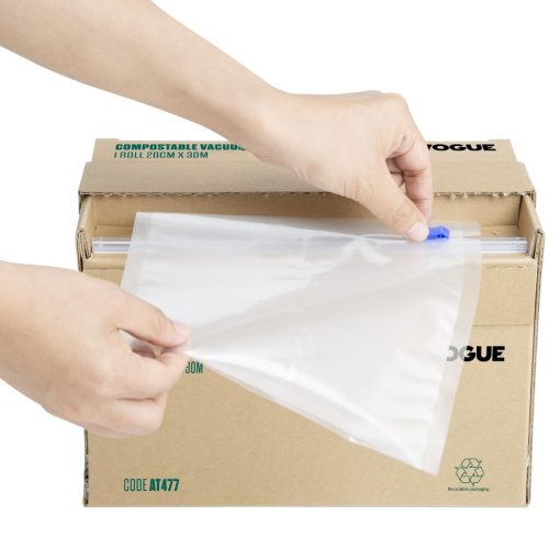 Vogue Compostable Vacuum Pack Roll Cutter Box 20cm x 30m (AT477)