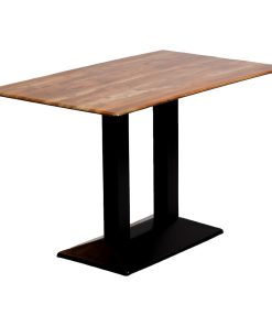 Turin Metal Base Rectangle Dining Table with Laminate Top in Planked Oak (CZ824)