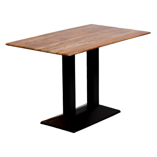 Turin Metal Base Rectangle Dining Table with Laminate Top in Planked Oak (CZ824)