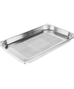 Vogue Stainless Steel Heavy Duty Perforated 1-1 Gastronorm Tray 40mm (DM972)
