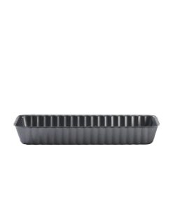 De Buyer Rectangular Fluted Tart Mould With Loose Base 200 x 80 x 27mm (DP120)