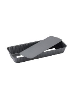 De Buyer Rectangular Fluted Tart Mould With Loose Base 200 x 80 x 27mm (DP120)
