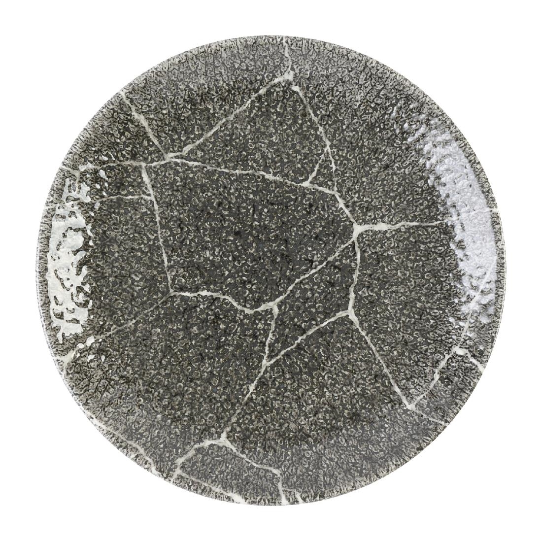 Churchill Studio Prints Kintsugi Quartz Black Coupe Plate 165mm 12 Pack (DX807)