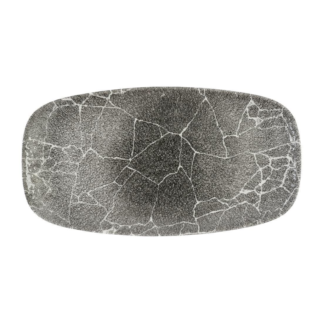 Churchill Studio Prints Kintsugi Quartz Black Chefs Oblong Plate No- 4 - 355 x 189mm 6 Pack (DX814)