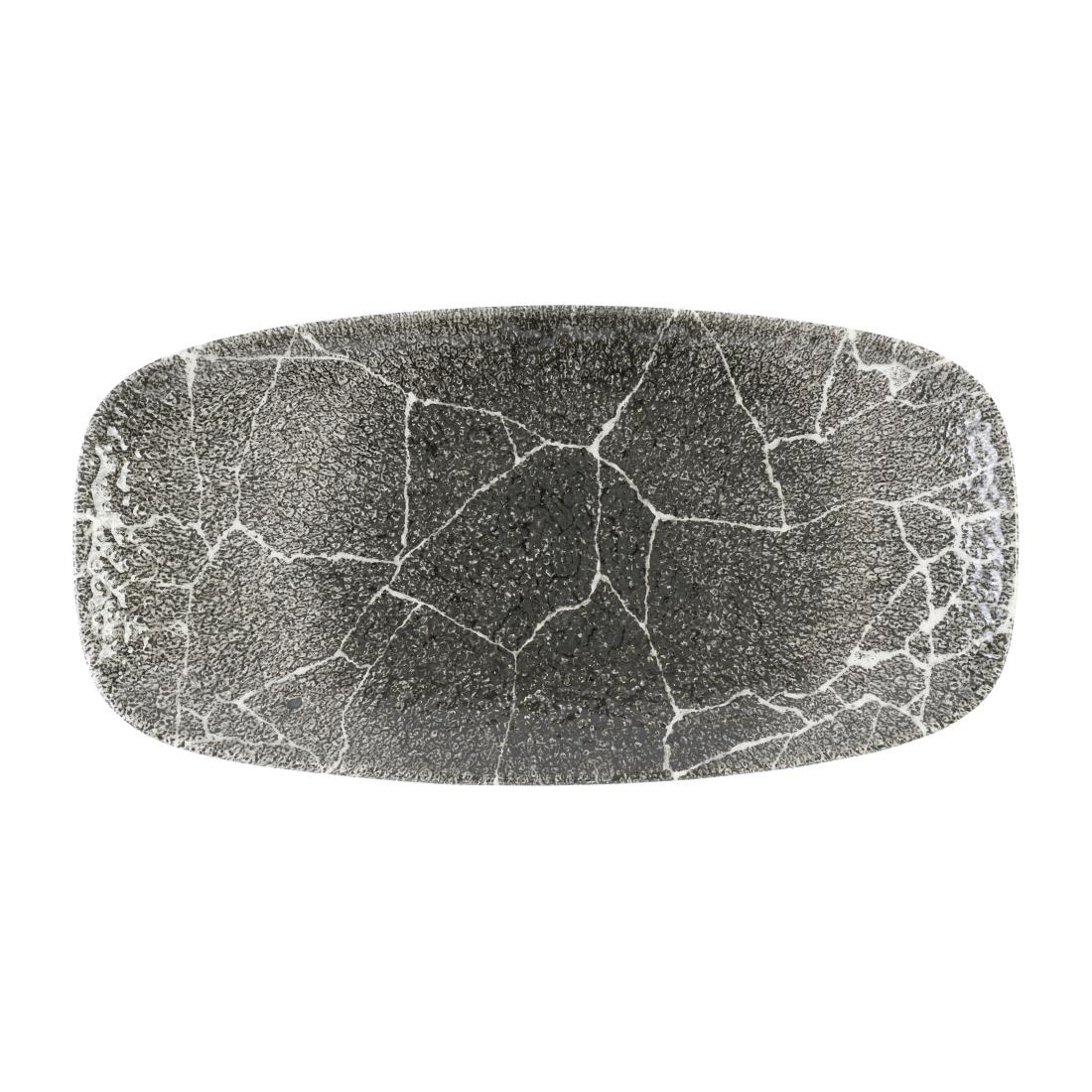 Churchill Studio Prints Kintsugi Quartz Black Chefs Oblong Plate No- 3 - 298 x 153mm 12 Pack (DX815)