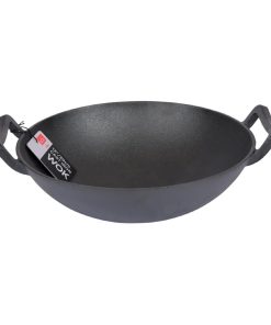 Dexam School of Wok Pre-Seasoned Cast Iron Flat Base Wok 300mm (DZ889)
