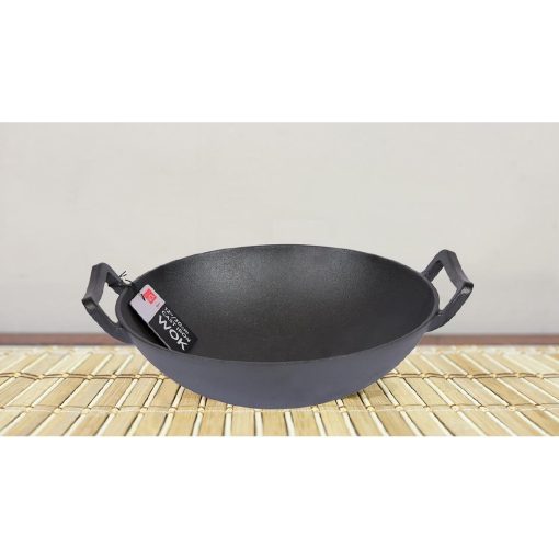 Dexam School of Wok Pre-Seasoned Cast Iron Flat Base Wok 300mm (DZ889)