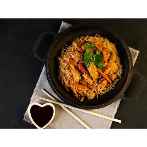 Dexam School of Wok Pre-Seasoned Cast Iron Flat Base Wok 300mm (DZ889)