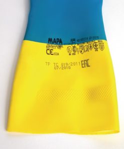 Mapa Alto 405 Liquid-Proof Heavy-Duty Janitorial Gloves Blue and Yellow Small (FA296-S)