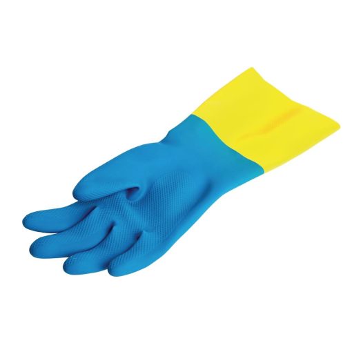 Mapa Alto 405 Liquid-Proof Heavy-Duty Janitorial Gloves Blue and Yellow Small (FA296-S)