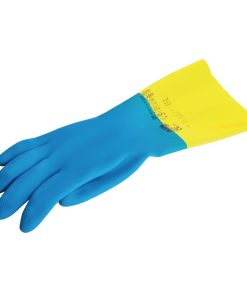 Mapa Alto 405 Liquid-Proof Heavy-Duty Janitorial Gloves Blue and Yellow Small (FA296-S)