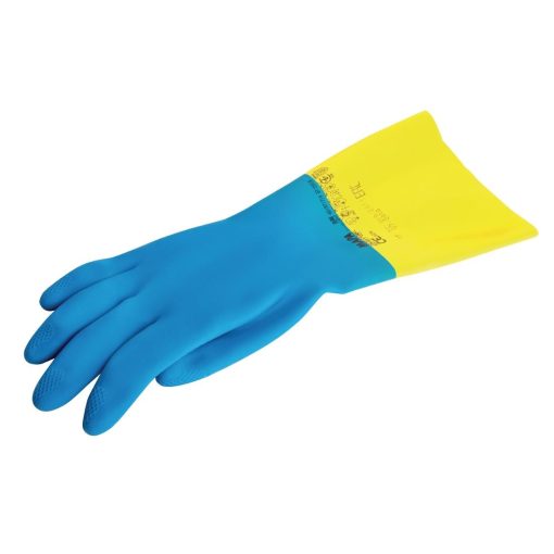 Mapa Alto 405 Liquid-Proof Heavy-Duty Janitorial Gloves Blue and Yellow Small (FA296-S)