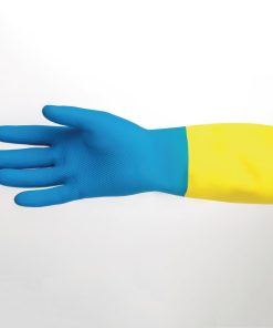 Mapa Alto 405 Liquid-Proof Heavy-Duty Janitorial Gloves Blue and Yellow Small (FA296-S)