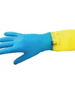 Mapa Alto 405 Liquid-Proof Heavy-Duty Janitorial Gloves Blue and Yellow Small (FA296-S)