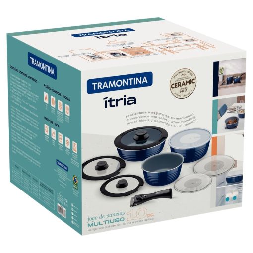 Tramontina Ãtria 10-Piece Nesting Cookware Set Navy (GL339)