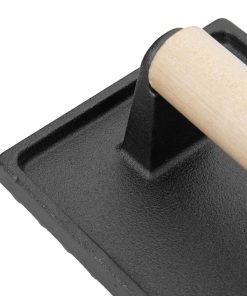 Vogue Cast Iron Steak Weight with Wood Handle (GN770)