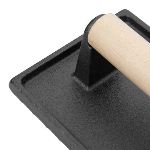 Vogue Cast Iron Steak Weight with Wood Handle (GN770)