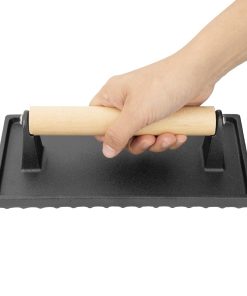 Vogue Cast Iron Steak Weight with Wood Handle (GN770)